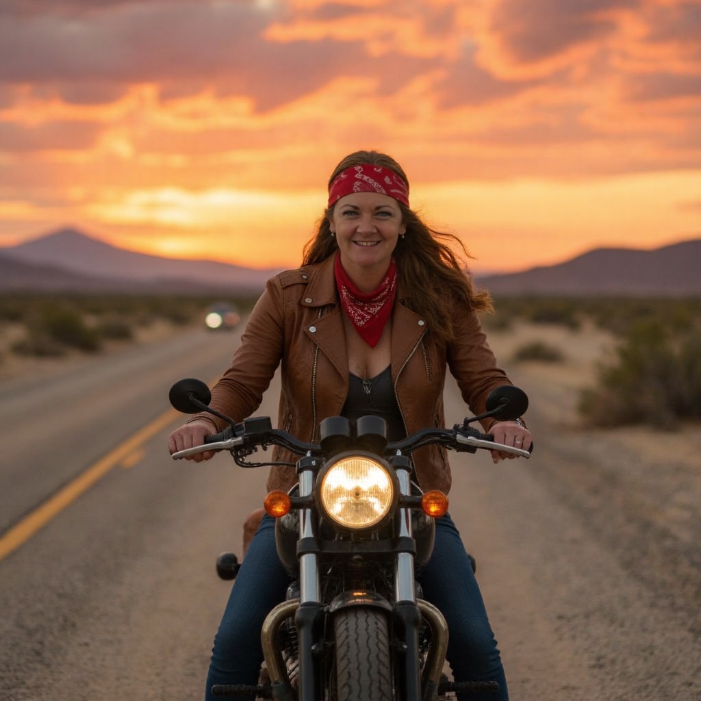 Woman in vintage leather